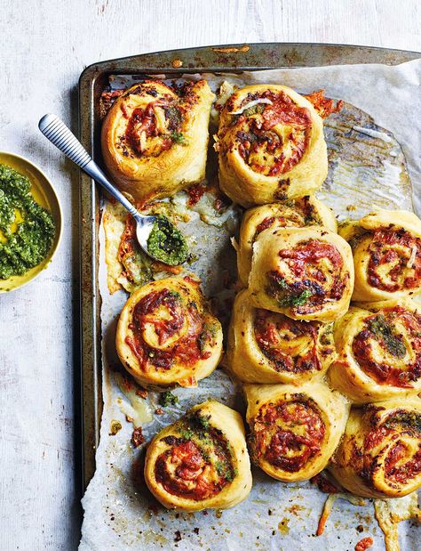 Pesto Bread, Sainsburys Recipes, Pinwheel Recipes, Savoury Baking, Picnic Food, Food Magazine, A Picnic, Cookies Ingredients, Melted Cheese