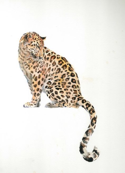 Amur Leopard Art, Amur Leopard Drawing, Leopard Watercolor Painting, Watercolour Leopard, Leopard Drawing, Pattern Tattoos, Leopard Art Print, Arte Jazz, Leopard Tattoos