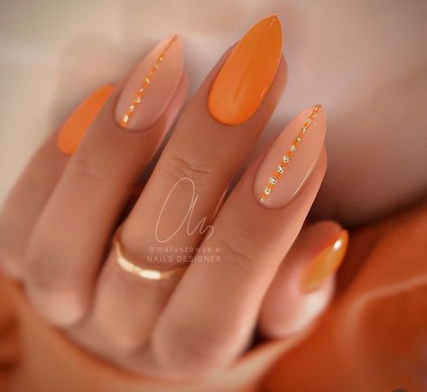 Orange Nails, Chic Nails, Dope Nails, Short Acrylic Nails, Cute Acrylic Nails, Perfect Nails, Acrylic Nail Designs, Trendy Nails, Simple Nails