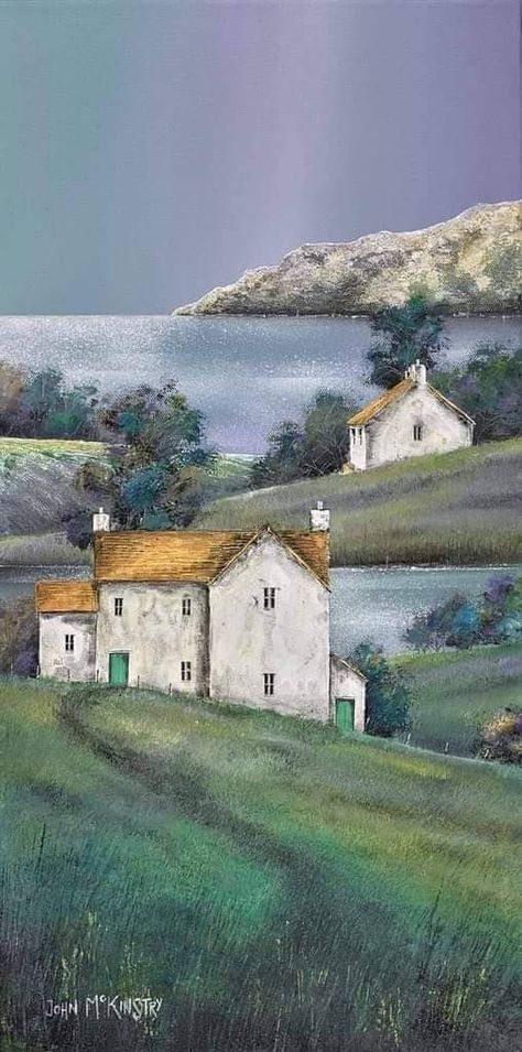 John Mckinstry: Silver Lake Watercolor House Painting, Irish Landscape, Watercolor Architecture, Watercolour Inspiration, Watercolor Painting Techniques, Watercolor Landscape Paintings, Arte Inspo, Painting Art Projects, Watercolor Landscape