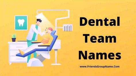 Dental Team Names: So today’s list is unique; I am trying to give you the Dental Team Names in a very extraordinary way, and you have never seen the list of such notable and such amazing names, and you will find it exceptionally It will be more exciting and in this, I am trying to ... Read more The post Dental Team Names ( 2021 ) Best, Creative & Funny Dental Group Names Ideas appeared first on Friends Group Name List for Friends, Family, Cousins, Cool and Funny. Friends Group Name, Group Chat Names, Girls Group Names, Group Names Ideas, Group Names, Creative Names, Dental Student, Dental Humor, Names Ideas