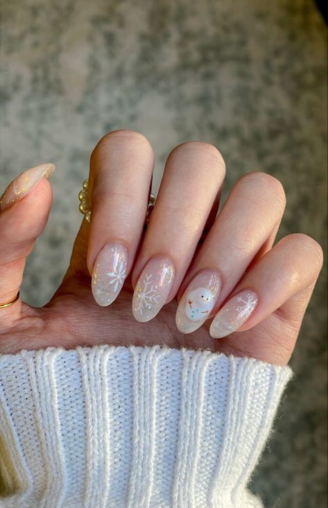 #nails #nailart #nailsofinstagram #naildesign #nailsoftheday #nailsideas #nailartideas #gelnails #gelpolish #snowman #glitter #glitternails #snowflake #snowglobe #snowmanネップリ #almondnails #gelxapres #gelxnailtech #melting #pinkasthetic #winter #winternails #winterwonderland #frost #multicolor #january #januarynails Melting Snowman Nails, Melted Snowman Nails, Snowglobe Nails, Snowman Melting, Snow Globe Nails, Snowman Nail, Snowman Nails, Melted Snowman, January Nails