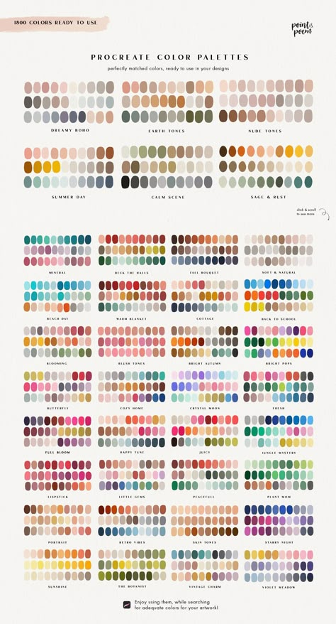 Be a pro with your color choices and make your pieces stand out with this carefully curated bundle of 60 color palettes. Designed for Procreate, but can be used . Pallets For Procreate, Color Palette Template, Procreate Colour Palette, Coloring Reference, Color Names Chart, Color Palette Procreate, Rainbow Color Palette, Procreate Palette, Digital Art Procreate Procreate Color Palette Bobbie Goods, Cute Color Palettes Procreate, Colour Palette For Procreate, Coco Wyo Color Palette, Colour Palette For Art, Colour Palette For Colouring Books, Coloring Page Palette, Coloring Page Color Palette, Color Palette Art Drawing