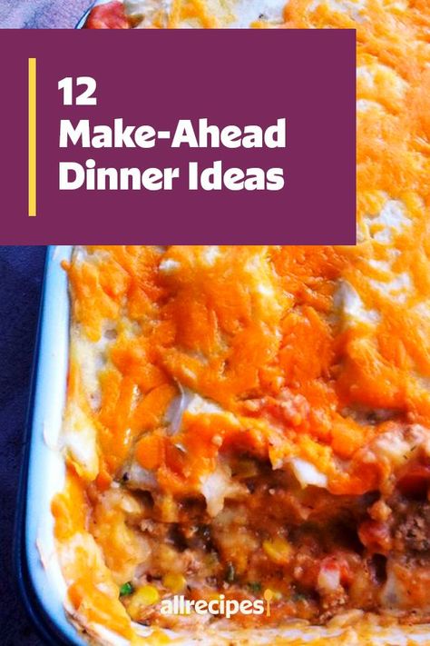 Meals For 10 People Dinners, Sheet Pan Freezer Meals Make Ahead, Dinner Recipes For 10 People, Lasagna For A Crowd Easy, Make Ahead Oven Dinners, Make Ahead Company Dinners, Make Ahead Chicken Dishes, Make Ahead Dinners For Two, Easy Make Ahead Meals For A Crowd