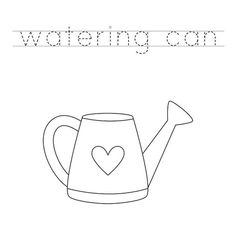 How To Draw A Watering Can, Watering Can Outline, Watering Can Coloring Page, Watering Can Template Free Printable, Water Can Drawing, Watering Can Printable, Watering Can Template, Watering Can Craft, Watering Can Drawing