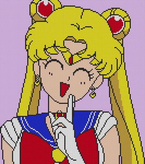 Alpha pattern #165595 | BraceletBook Fair Isle Crochet, Grid Art, Crochet Graphs, Easy Pixel Art, Sailor Moon Usagi, Pixel Drawing, Anime Wall, Pixel Art Characters, Usagi Tsukino