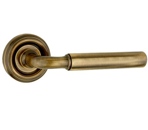 Frelan Hardware Parisian Elise Door Handles On Round Rose, Antique Brass - JV650AB (sold in pairs) from Door Handle Company Hotel Door Hardware, Door Handle Antique, Antique Bronze Door Handles, Aged Brass Door Handles, Antique Brass Door Handle, Traditional Door Handles, Antique Brass Handles, Brass Door Handles Interior, Door Handle Ideas