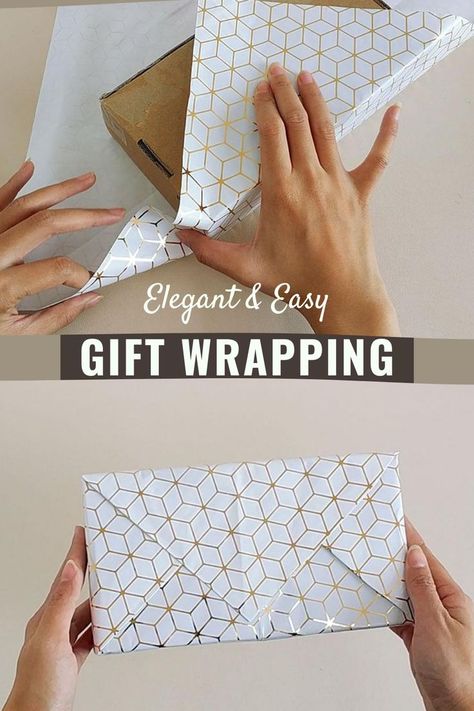 Any creative ways to gift wrap a square or rectangular box? Here the thoughtful idea to wrap a present as an envelope. Minimalist Gift Wrapping, Gift Wrapping Tutorial, Wrap A Present, Present Box, Gift Wrapping Techniques, Gift Wrapping Ideas, Simple Gift Wrapping, Bridal Wrap, Creative Gift Wrapping