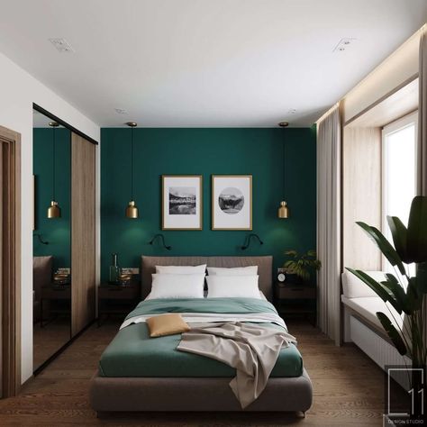 Bedroom Beautification Color Combination Tips Bad Room Interior Design, Small Green Room Ideas Bedroom, Hotel Room Color Ideas, Interior Color Schemes Bedroom, Green Room Ideas Bedroom Wall, Green Ideas Bedroom, Grey Green Bedroom Ideas, 2 Color Wall Paint Ideas Bedroom, Small Room Color Ideas Bedrooms