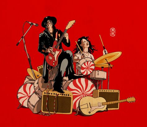 White Stripes ¡¡ White Stripes Band, Slideshow Music, Meg White, Seven Nation Army, Illustration Children, Music Illustration, Striped Art, Music Album Covers, The White Stripes