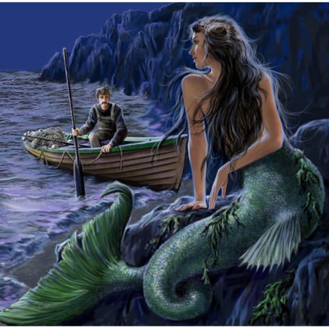 The Siren and the Fisherman? Or The Angler and the Mermaid? Mermaid On Rock, Mermaid Island, Mermaid Images, Mermaid Cove, Fantasy Mermaids, Mermaid Lagoon, Real Mermaids, Mermaid Pictures, Mermaid Dreams