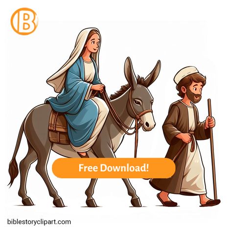 Mary and Joseph's Journey to Bethlehem Mary And Joseph Journey To Bethlehem, Mary And Joseph Travel To Bethlehem, Nativity Ideas, Bible Clipart, Journey To Bethlehem, Mary And Joseph, Jesus Christmas, Illustration Story, Bible Images