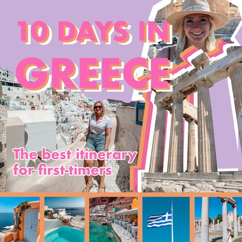 10 Days In Greece Itinerary, Greece Itinerary 10 Days, 10 Days In Greece, Things To Do In Mykonos, Greece Itinerary, Greece Trip, Mykonos Town, Vacation Itinerary, Travel Greece