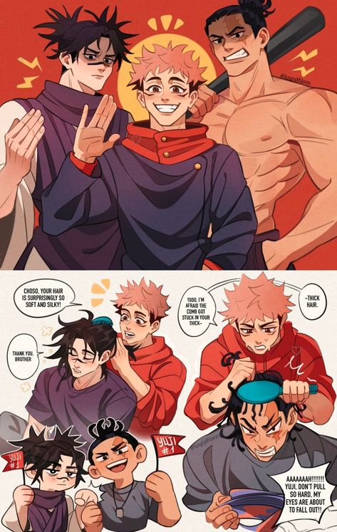 ▻ Yuji’s protective brothers 💕#呪術廻戦 #JujutsuKaisen /MWtkZ Anime Protective Brother, Choso And Itadori Cute, Yuji Itadori X All, Itadori And Choso Fanart, Agreed Reaction Pic, Jjk Choso And His Brothers, Yuuji And Choso Fanart, Yuji And His Brothers, Yuji And Sukuna Brothers