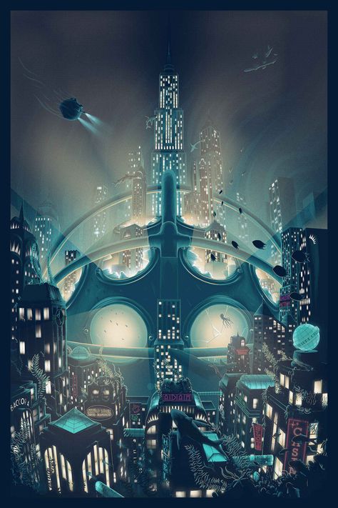 Bioshock Artwork, Bioshock Rapture, Art Deco City, Bioshock Game, Bioshock Art, Dungeons And Dragons Races, Bioshock 2, Underwater City, Feeling Nostalgic