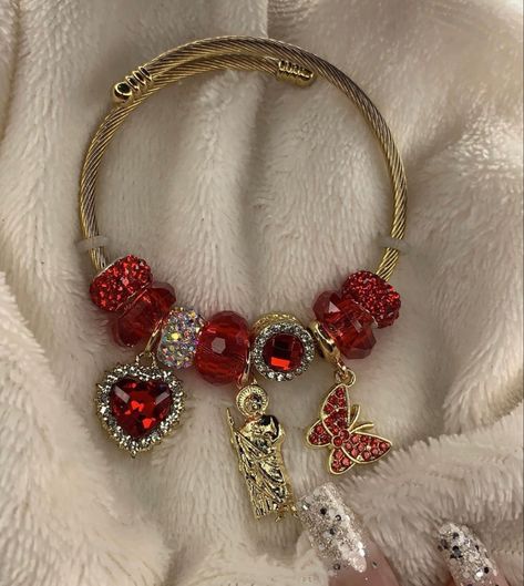 Red Charm Bracelet, Mexican Jewelry Traditional, Hispanic Jewelry, Baddie Jewelry, Aesthetic Bracelet, Latina Jewelry, Pandora Bracelet Charms Ideas, Xoxo Jewelry, Mexico Jewelry