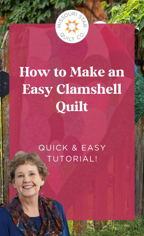 Watch this Tutorial for how to make an easy Clamshell Quilt! Jenny Doan of Missouri Star demonstrates how to make a quick and easy clamshell quilt using 5 inch squares of precut fabric (charm packs) and the Missouri Star Drunkard's Path Circle Template Set. Missouri Star Quilt Pattern, Msqc Tutorials, Jenny Doan Tutorials, Clamshell Quilt, Missouri Quilt Company, Missouri Quilt Tutorials, Missouri Star Quilt Company Tutorials, Missouri Star Quilt Tutorials, Drunkards Path Quilt