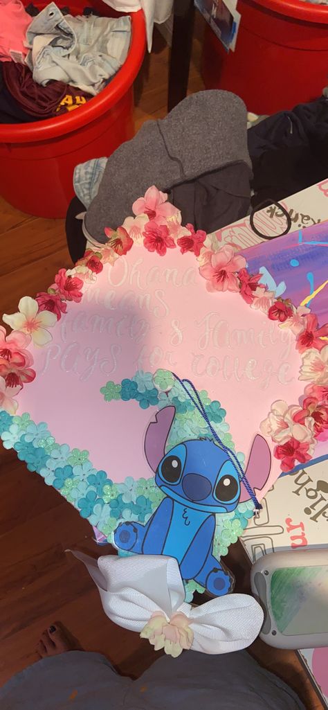 Lilo And Stitch Graduation Cap Ideas, Lilo And Stitch Cap Graduation, Graduation Cap Designs Lilo And Stitch, Lilo And Stitch Grad Cap, Stitch Cap Graduation, Stitch Grad Cap, Stitch Graduation Cap, Stitch Graduation, Graduation Caption Ideas