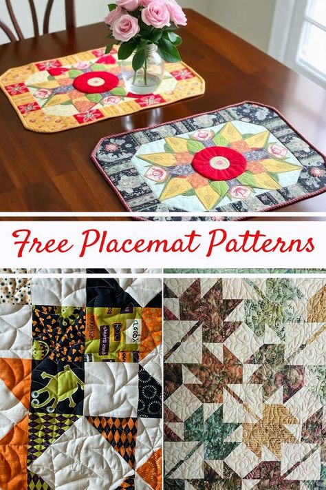 Place mat Patterns Turkey Placemat Pattern, Free Placemats Patterns, Quilted Placemats Pattern Free, Quilting Placemats Patterns Free, Quilted Holiday Placemats, Making Placemats Diy, Placemats Patterns Free, Christmas Placemats Pattern Free, Free Placemat Patterns