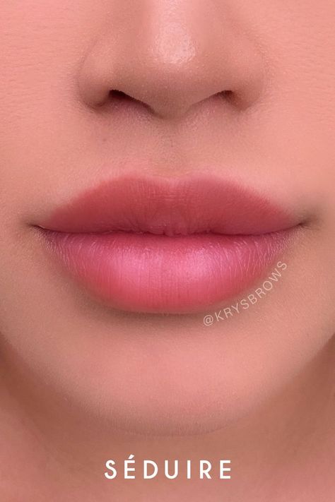 A close-up photo of a client's lips. They have just received lip blush, so their lips are a cool shade of pink that is an even color throughout. Desired Lips, Overlined Lips, Natural Pink Lips, Black Hair Green Eyes, Heart Shaped Lips, Korean Lips, Lips Photo, Lip Blush, Lip Color Makeup