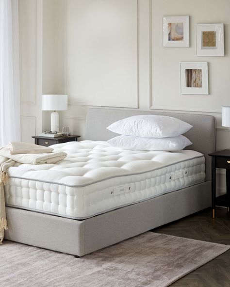 The Deluxe Comfort mattress offers pressure-relieving support for a truly restful night's sleep. Its dynamic edge adapts to your body, maximising the sleep surface and providing edge-to-edge support, however you prefer to sleep. Crafted with natural cotton fillings and breathable layers, this mattress promotes air circulation and helps regulate temperature, so you can say goodbye to restless nights. The 2,000 pocket springs offer tailored support, while the hand-finished design and natural layer Double Mattress Bed, Mattress Aesthetic, Hunger Games Arena, Making A Bed, Mattress Room, Bed With Mattress, New Mattress, Content Creation Ideas, Mattress Bed