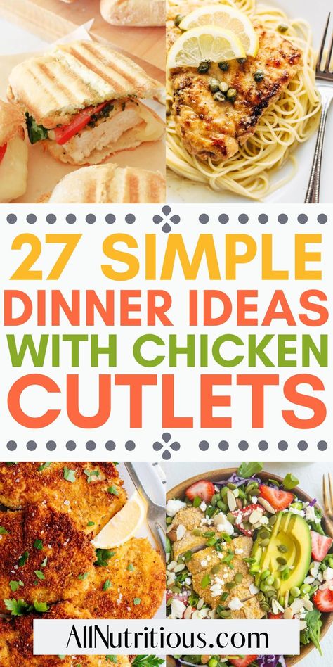 Chicken Cutlet Dinner Ideas, Quick And Easy Meal Ideas, Chicken Fillet Recipes, Baked Chicken Cutlets, Cutlet Recipes, Crispy Chicken Salads, Chicken Cutlet Recipes, Breaded Chicken Cutlets, Chicken Cutlet