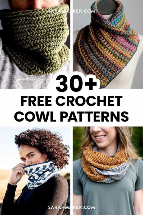 Free Crochet Cowl Patterns, Sarah Maker, Crochet Cowl Patterns, Crochet Rows, Cowl Patterns, Change Colors In Crochet, Crochet Cowl Free Pattern, Crochet Cowls, Making Friendship Bracelets