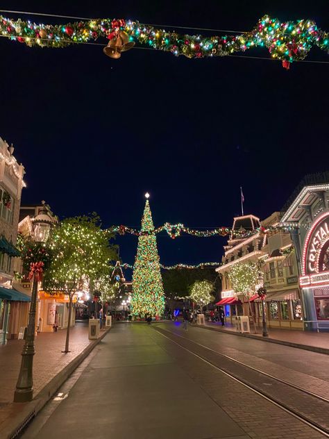 Christmas Aesthetic Disneyland, Disney Christmas Astethic, Disney At Night Aesthetic, Christmas Disneyland Aesthetic, Florida Christmas Aesthetic, Disneyworld Christmas Aesthetic, Disneyland In Christmas, Disneyland During Christmas, California Christmas Aesthetic