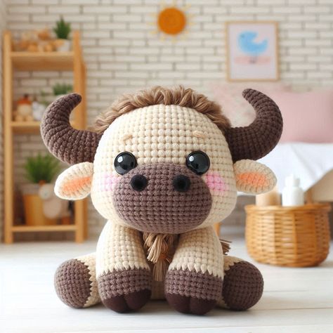 Buffalo Amigurumi is an adorable and huggable crochet project, perfect for anyone looking to create a unique and charming stuffed animal. This pattern Buffalo Crochet Pattern, Buffalo Amigurumi, Crochet Buffalo, Buffalo Animal, Crochet Throw Pattern, Beginner Knitting Patterns, Crochet Ornaments, Fun Crochet, Crochet Christmas Ornaments