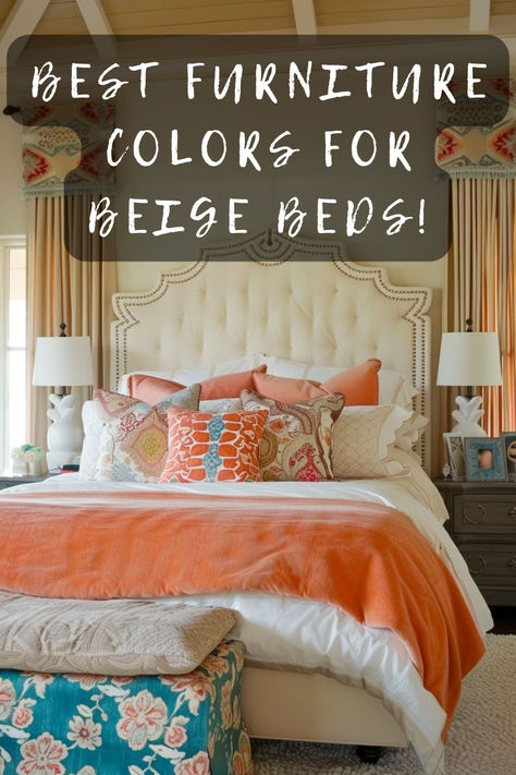 Curious about what color furniture goes best with beige upholstered beds? Dive into our guide to find the perfect matches that enhance your bedroom decor. Excited to transform your space? Click to explore! 🌼🛏️ #BeigeBeds #FurnitureColors #BedroomDecor #InteriorDesign #RoomTransformation Cream Upholstered Bedroom Ideas, Beige Furniture Bedroom, Cream Headboard Bedroom, Cream Headboard Bedroom Ideas, Beige Upholstered Bed, Furniture Colors, Color Furniture, Upholstered Bedroom, Beige Bedroom