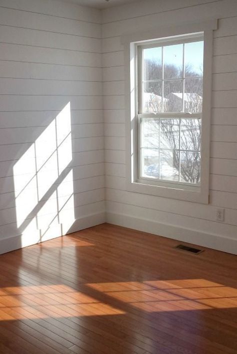 Shiplap Trim, Shiplap Bedroom, New Hardwood Floors, Small Bedroom Makeover, White Shiplap Wall, Shiplap Wall, Diy Shiplap, Wood Daybed, Faux Shiplap