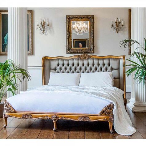 Emperor Beds | French Bedroom Company Emperor Bed, French Style Bed, Gold Bed, French Bed, French Bedroom, Minimalist Bedroom Design, Matching Furniture, French Furniture, Upholstered Bed