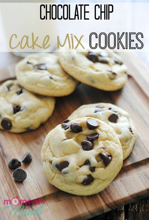 Chocolate Chip Cake Mix Cookies, Cake Mix Chocolate Chip Cookies, Make Chocolate Chip Cookies, Homemade Chocolate Chip Cookies, Chocolate Chip Cookie Cake, Cake Mix Cookie Recipes, Chocolate Chip Cake, Delicious Cookies, Cookie Swap