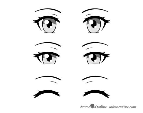 How to Draw Closed, Closing & Squinted Anime Eyes - AnimeOutline How To Draw Sassy Eyes, Closed Eye Smile Drawing, Smiling Eyes Reference, How To Draw Eyes Closed, Smiling Eyes Drawing, Closed Anime Eyes, Anime Closed Eyes, Closed Eyes Drawing, Closed Eye Drawing