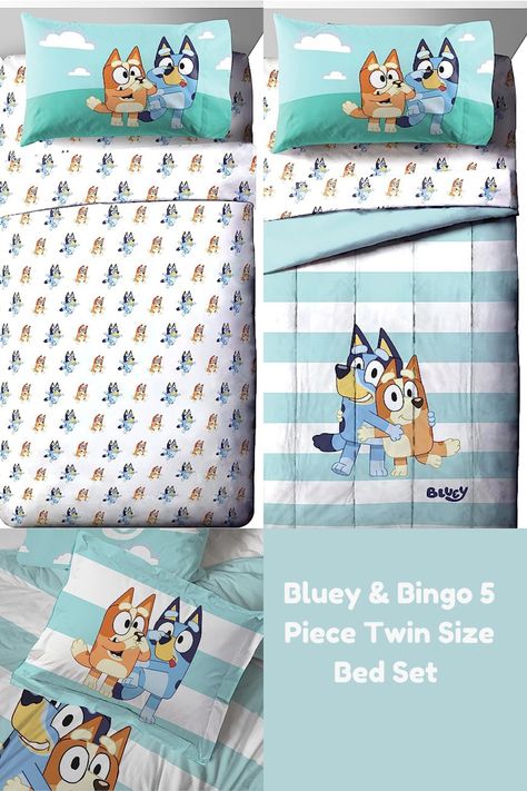 Includes Comforter & Sheet Set - Super Soft Kids Bedding Fade Resistant Microfiber (Official Bluey Product) Amazon affiliate Bluey Cartoon Room Decor, Bluey Themed Room Ideas, Bluey Kids Bedroom, My Little Pony Birthday Party, Bday List, Little Pony Birthday Party, Twin Size Bed, Bluey Bingo, Animated Emoticons