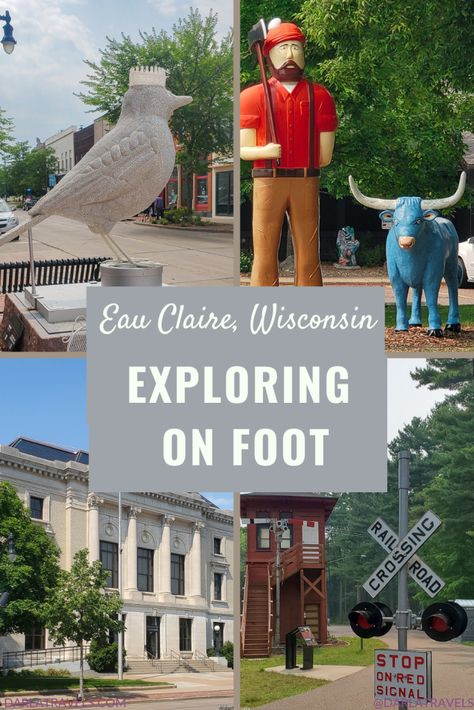 Exploring Eau Claire, Wisconsin on Foot  - Darla Travels Eau Claire Wisconsin, Cross Country Skier, Midwest Travel, Wisconsin State, Wisconsin Travel, Vacation Usa, Pedestrian Bridge, University Of Wisconsin, City Limits