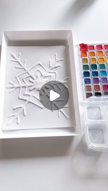 Brittany Bacharach on Instagram: "This process art is so fun! Using washable glue, make a snowflake on paper. Heavy duty construction or cardstock works best, but regular computer paper will do too. Cover the glue with salt generously. Shake off excess (and save for another salt art piece)! Use a paintbrush, water and watercolor paint to tap and paint the salt covered glue. Continue wetting the brush, getting a color on the brush, and tapping until you finish. Pro tip- use an ice cube tray or container with lots of sections for water. This way you don’t have to go clean dirty water often! Save this art idea if you want to try it!" Salt Glue And Watercolor Painting, Salt Watercolor, Salt Art, Winter Theme Preschool, Salt Painting, Christmas Arts, How To Make Snowflakes, Family Literacy, Shake Off