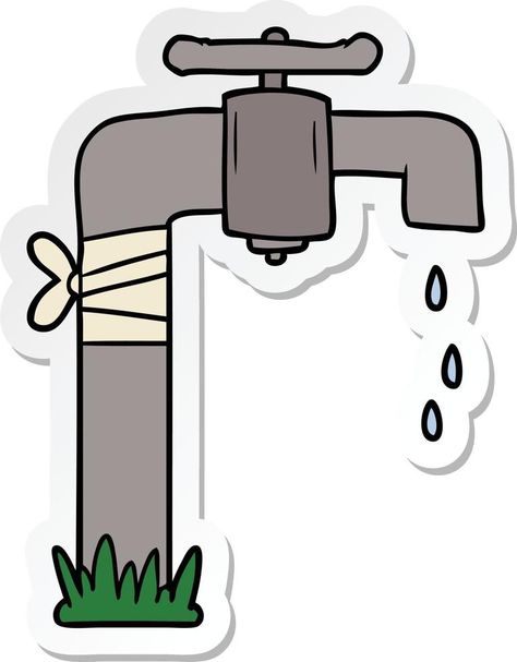 sticker of a cartoon old water tap, tap, #Ad, #water, #cartoon, #Ad Pic For Drawing, Water Cartoon, Saving Water, Tap Tap, Powerpoint Background, Powerpoint Background Design, Save Water, Water Tap, A Cartoon