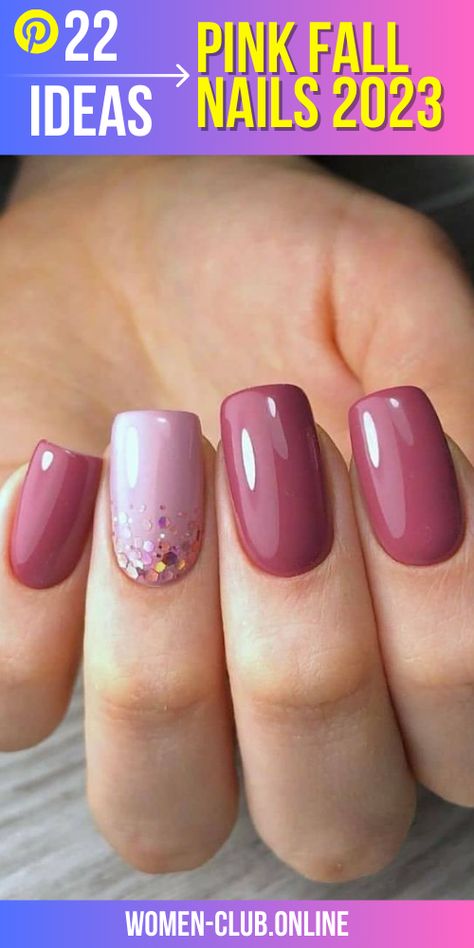 Pink Fall Nails Pink, Pink Gel Nails Designs, Pink 2023, Dark Pink Nails, Chic Nail Designs, Mauve Nails, Pink Gel Nails, Manicure Nail Designs, February Nails