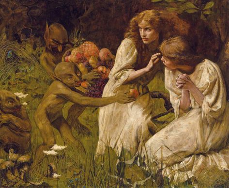 Goblin Market, Christina Rossetti, Pre Raphaelite Art, Albert Bierstadt, 동화 삽화, The Goblin, Rennaissance Art, English Artists, Pre Raphaelite