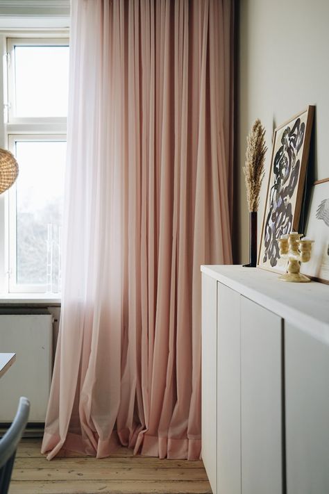 Translucent Fabric, Curtain Inspiration, Dining Room Windows, Pink Curtains, Guest Room Office, Colored Ceiling, Cabin Style, Colorful Curtains, Curtain Decor