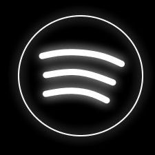 Dark Spotify Icon, Spotify Logo Black, Black And White Spotify Icon, Led Icons For Apps, Neon White App Icons, Spotify Black Icon, Black Neon Icons, Black Spotify Icon, Spotify Icon Aesthetic