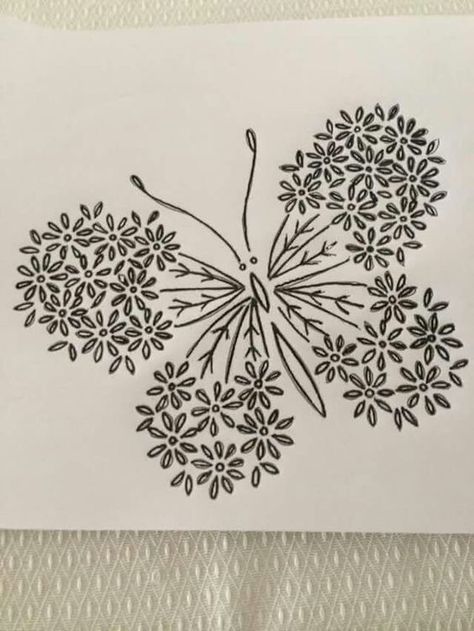 Embroidery Drawing Pattern Flowers, Embroidery Patterns Vintage Flowers, Flower Embroidery Designs Drawings, Butterfly Embroidery Designs, Sulaman Pita, Embroidery Lessons, Diy Embroidery Designs, Hand Embroidery Patterns Flowers, Hand Embroidery Videos