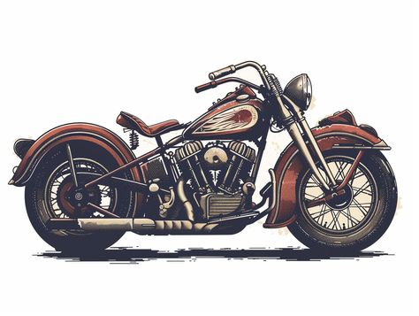 Vintage Motorcycle Illustration Harley Davidson Graphic Design, Vintage Harley Davidson Art, Biker Vibes, Old School Motorcycles, Old School Aesthetic, Inspirational Digital Art, Limited Color Palette, Motorcycle Illustration, Decoupage Printables