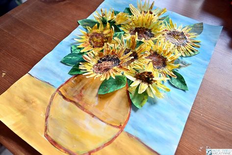 Van Gogh For Kids, Sunflower Art Project, Van Gogh Sunflowers, 3rd Grade Art, Arte Van Gogh, Elementary Art Projects, Art Van, Van Gogh Art, Sunflower Painting