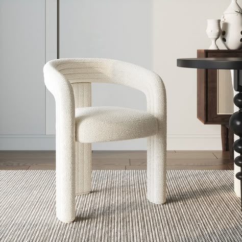 【Minimalist and Unique Design】The modern dining chairs have a very simple aesthetic that can fit in almost any room. The channel back and groove design make this chair the perfect balance between aesthetics and usage achieved.【Soft Boucle】The surface of this dining chair set is made of a selected boucle, which has a soft texture and gives you a feeling of relaxation. It's easy to care for and won't wrinkle or fade.【Super Comfort & Ergonomic Design】Soft upholstered seat and premium fabric cha White Dining Room Chairs, Loveseat Living Room, Garden Retreat, Victorian Garden, White Dining Chairs, Chaise Design, Modern Dining Chairs, Lounge Chair Outdoor, Upholstered Seating