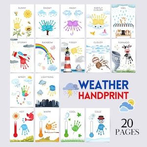 Weather Handprint Craft Bundle, Handprint Art Craft, Kindergarten, DIY Craft Card, Toddler Kids, Memory Keepsake, School Activity, Printable Grandparents Valentines, Craft Kindergarten, Alphabet Books, Wonder Art, Nursery Activities, Kids Memories, Footprint Art, Handprint Craft, School Activity