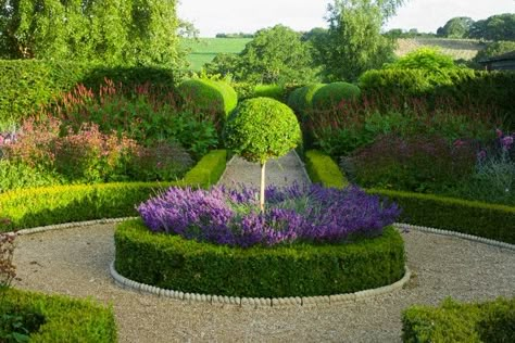 Circle Driveway Landscaping, Circular Garden, Circle Driveway, Formal Garden Design, Boxwood Garden, Round Garden, Front Gardens, Front Garden Design, Driveway Landscaping