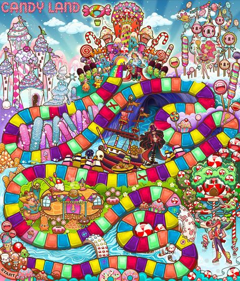 Candyland Game Board Design for HASBRO Game Board Design, Candyland Board, Candyland Games, Candyland Board Game, Board Game Template, Bored Games, Princess Games, Dance Themes, Theme Tattoo