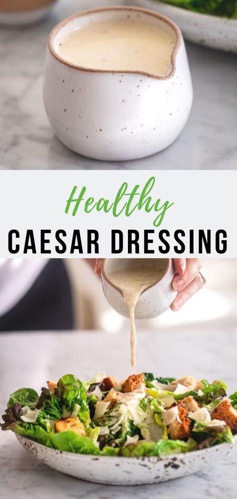 Healthy Caesar Dressing - Le Petit Eats Caesar Dressing Healthy, Healthy Caesar Dressing, Caesar Dressing Recipe, Homemade Caesar Salad Dressing, Healthy Dressing, Salad Dressing Recipes Homemade, Healthy Salad Dressing, Thanksgiving Recipes Side Dishes, Fresh Cheese